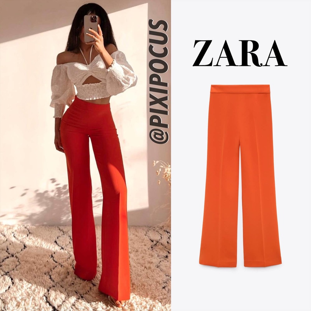 ZARA FLUID PANTS PUMPKIN ORANGE